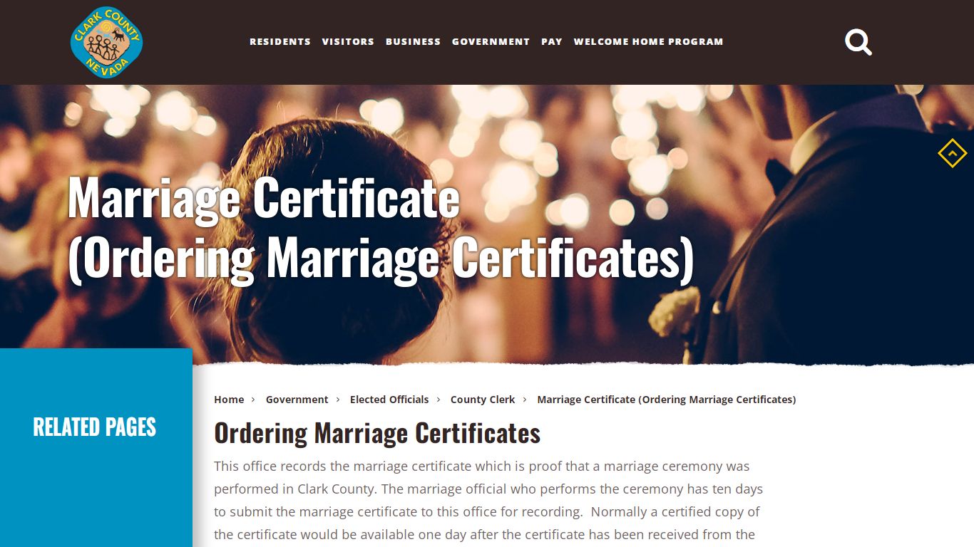 Marriage Certificate (Ordering Marriage Certificates)